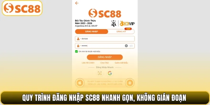Quy trình đăng nhập SC88 nhanh gọn, không gián đoạn